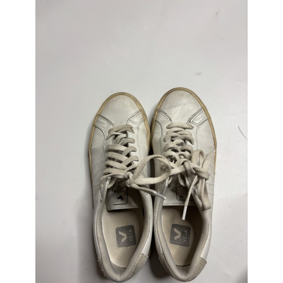 VEJA Sneakers Women 9 EU 40 White Vegan Leather Shoe Lace Up Low Cut Logo Esplar - Picture 9 of 9